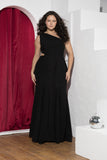 One-Shoulder Cutout Soirée Dress – Black