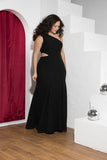 One-Shoulder Cutout Soirée Dress – Black