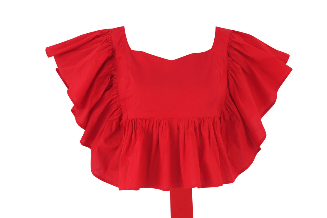 Ruffled poplin top
