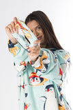 Penguin Oversized Hoodie Blanket – Soft Velvet Fleece