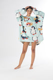 Penguin Oversized Hoodie Blanket – Soft Velvet Fleece