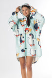 Penguin Oversized Hoodie Blanket – Soft Velvet Fleece