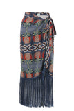 Pineapple Wrap Skirt with Fringes