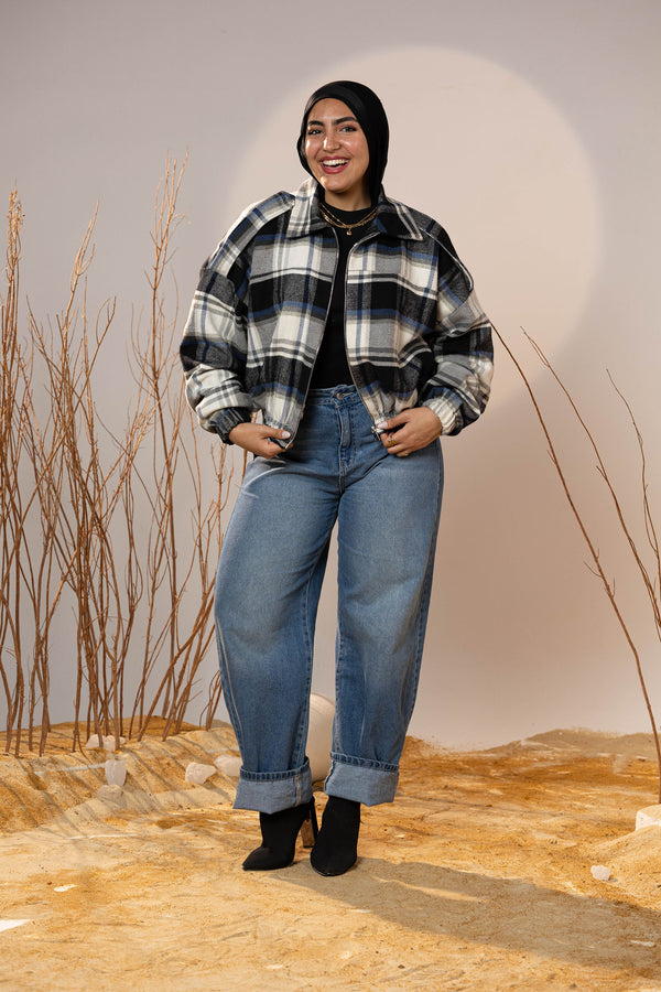 Plaid Wool Winter Bomber