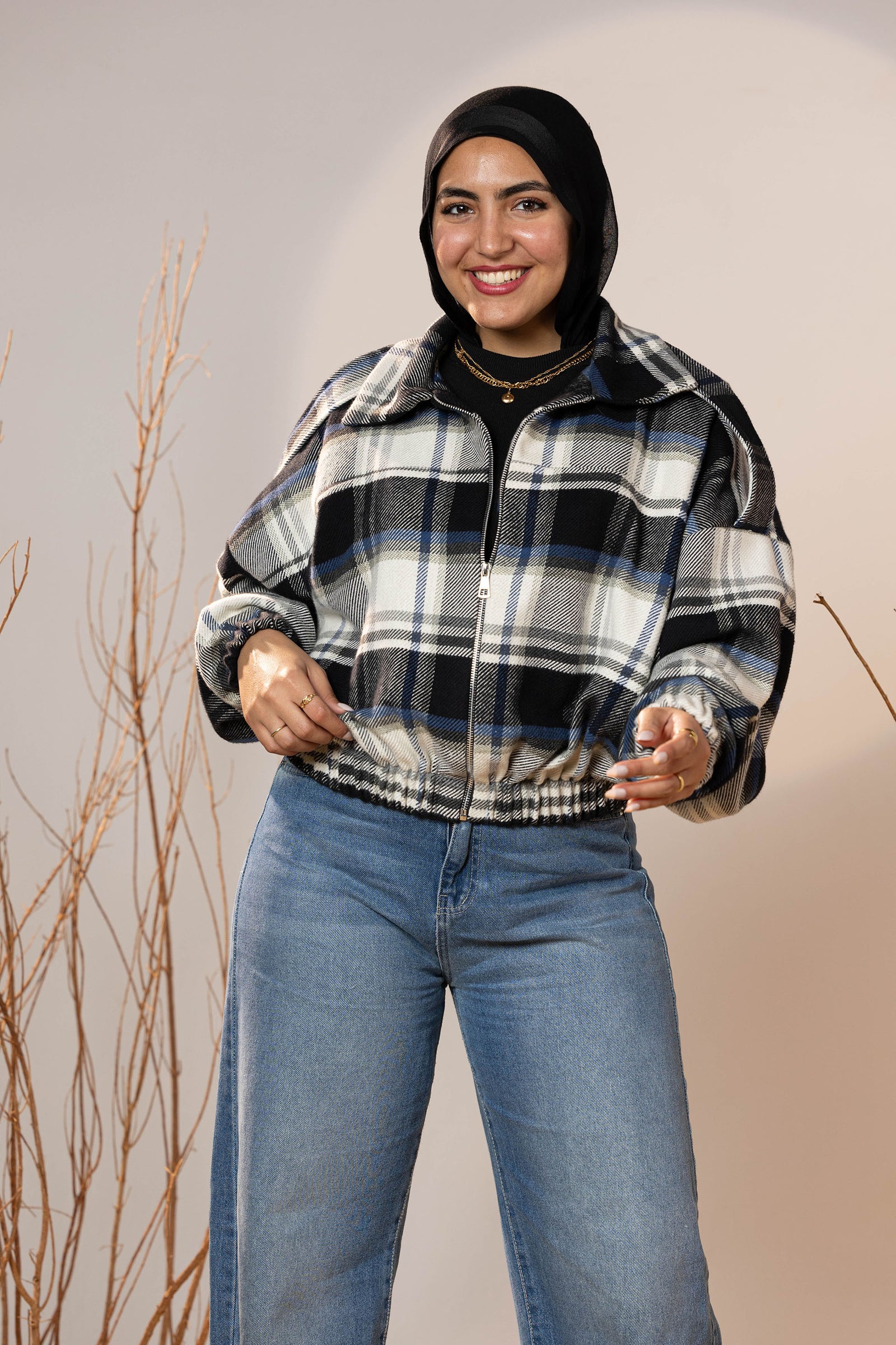 Plaid Wool Winter Bomber