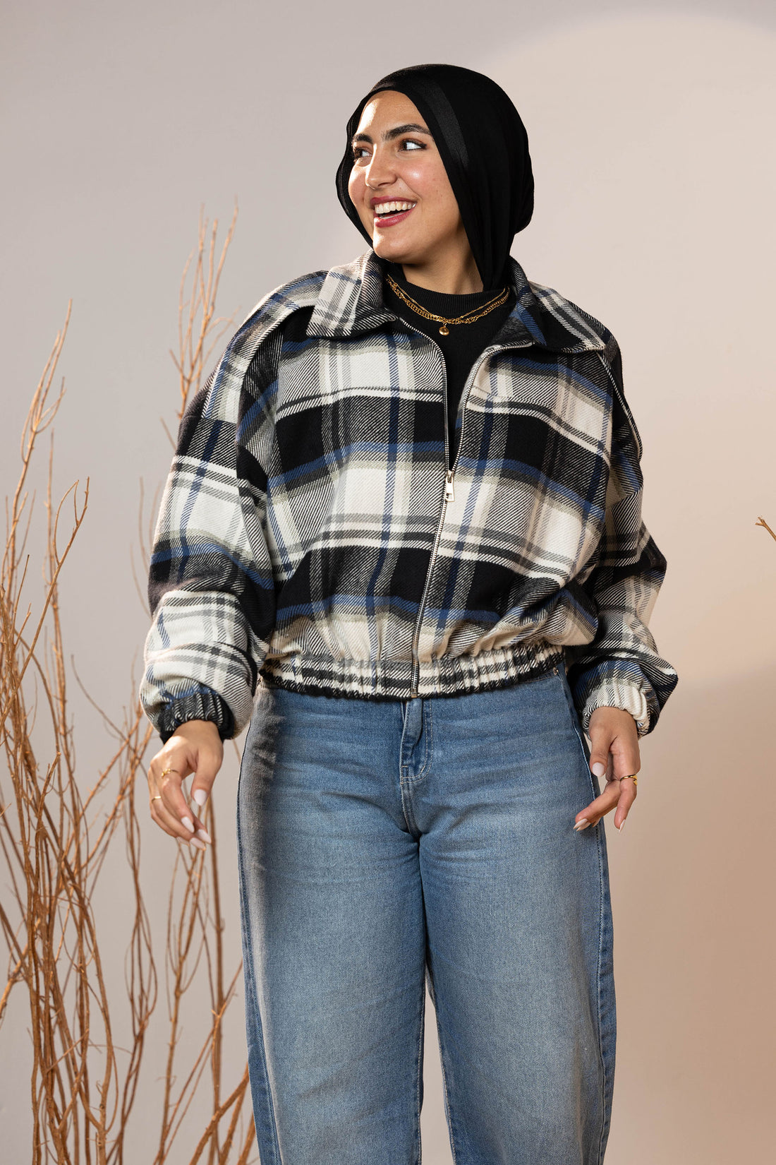 Plaid Wool Winter Bomber