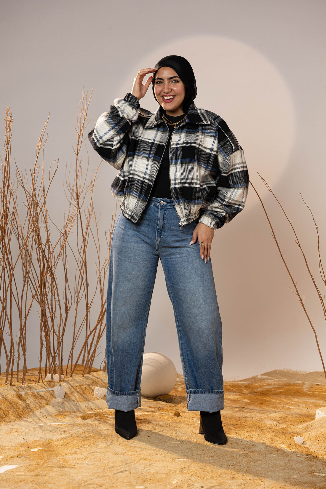 Plaid Wool Winter Bomber