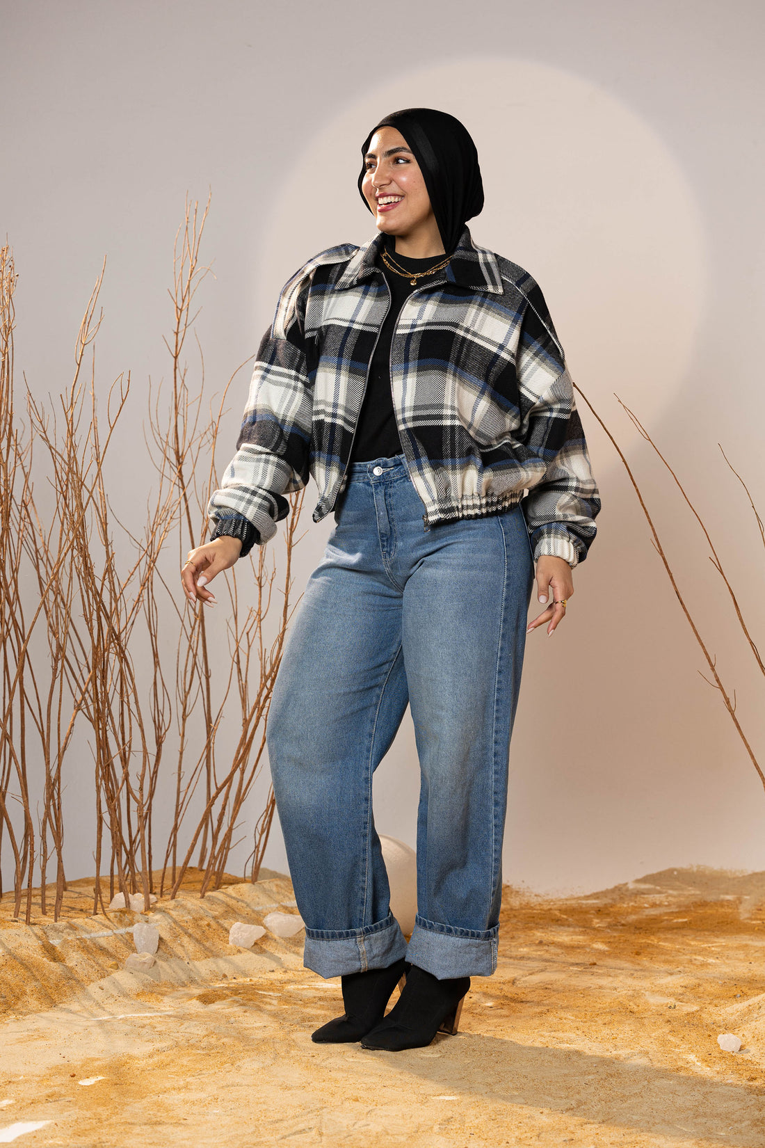 Plaid Wool Winter Bomber