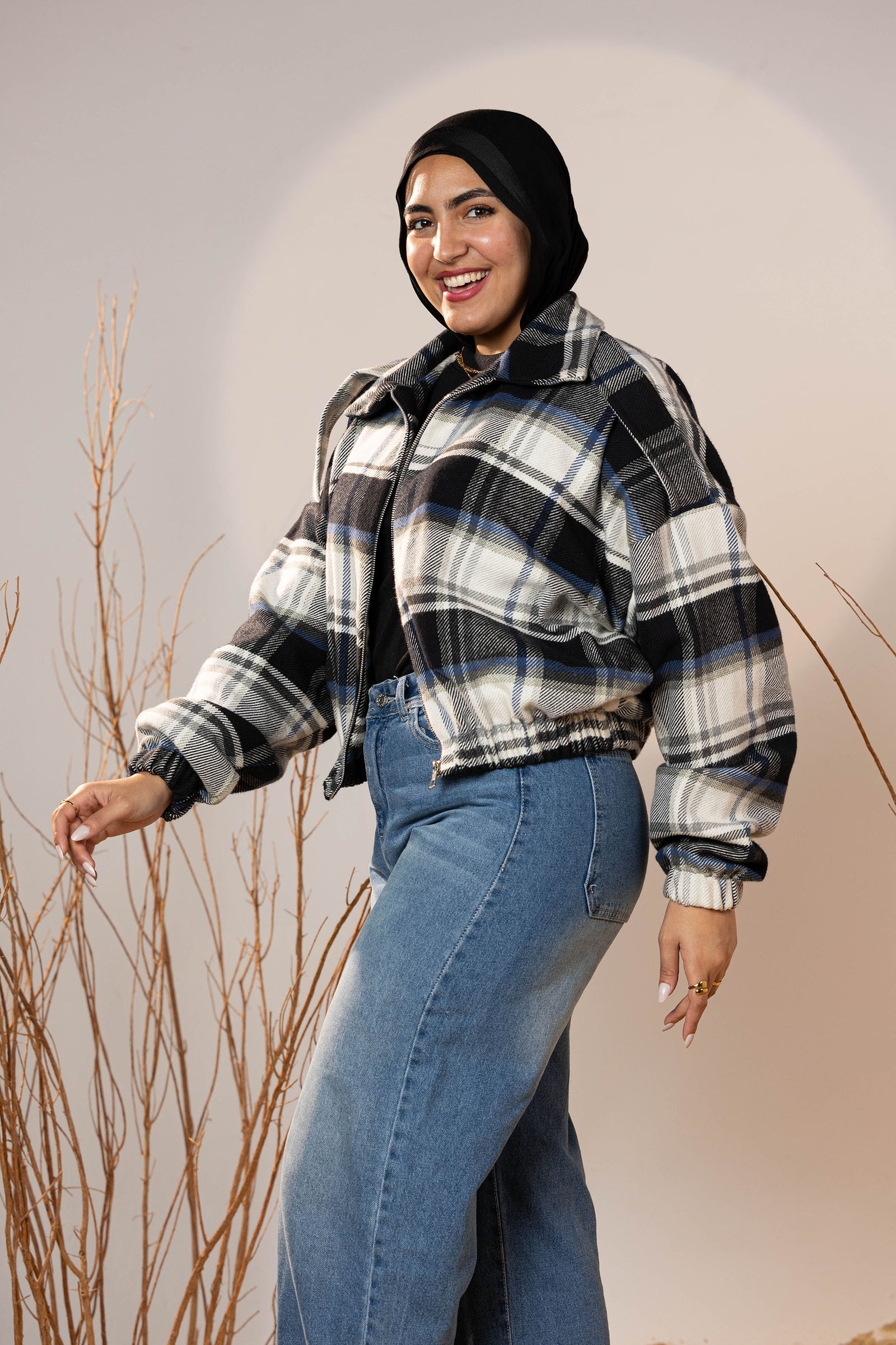 Plaid Wool Winter Bomber
