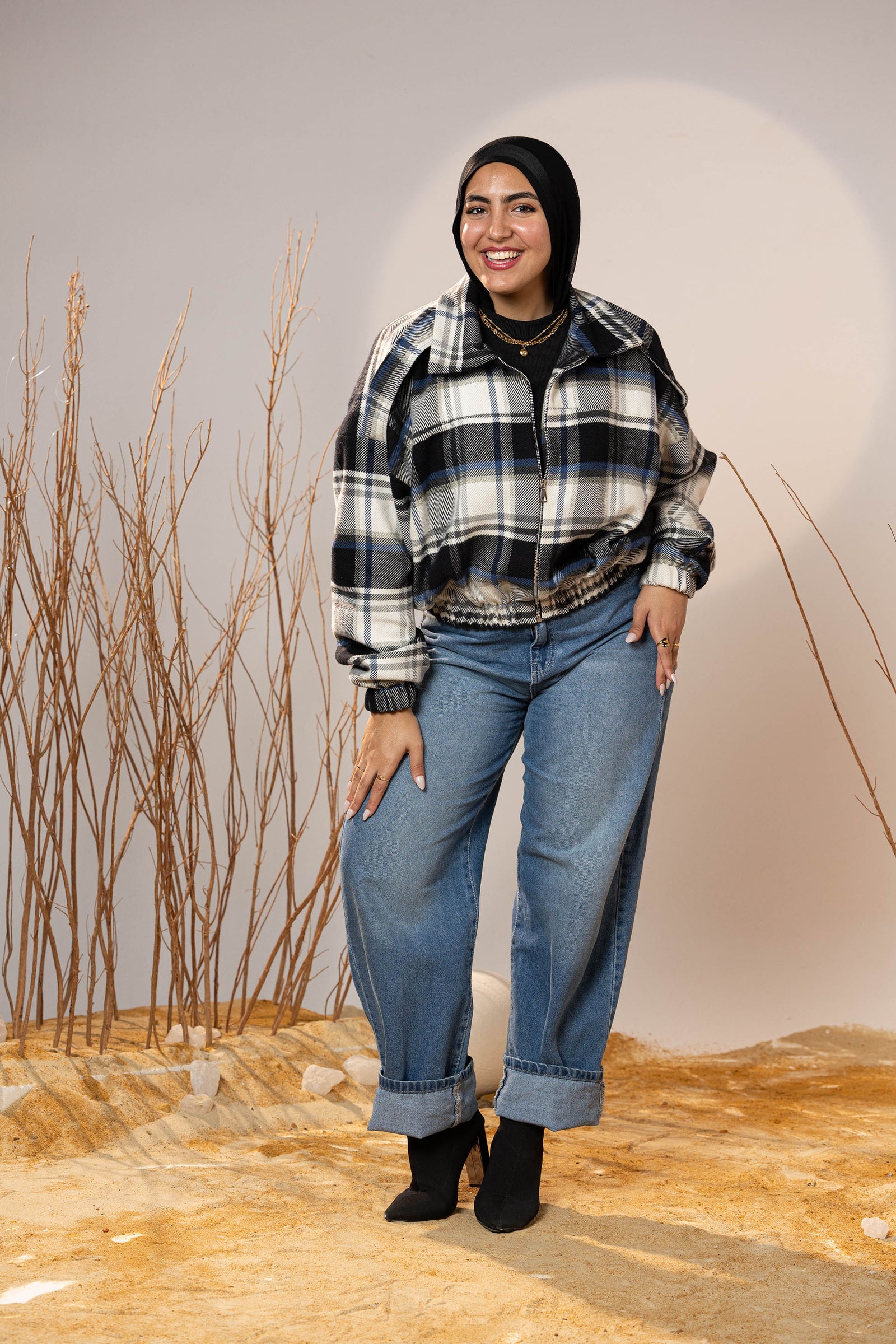 Plaid Wool Winter Bomber