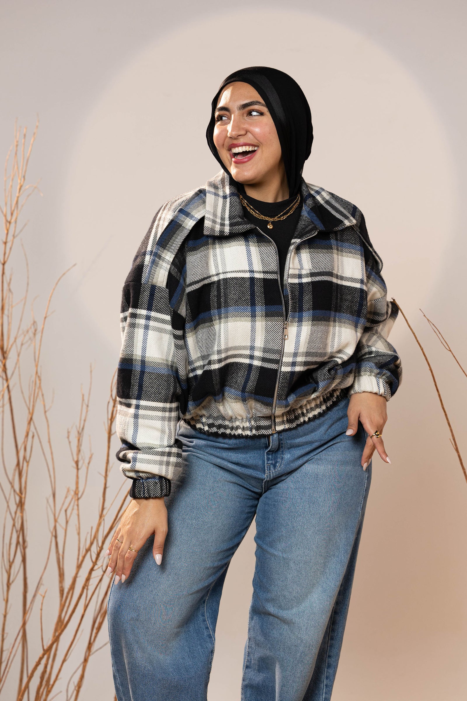 Plaid Wool Winter Bomber