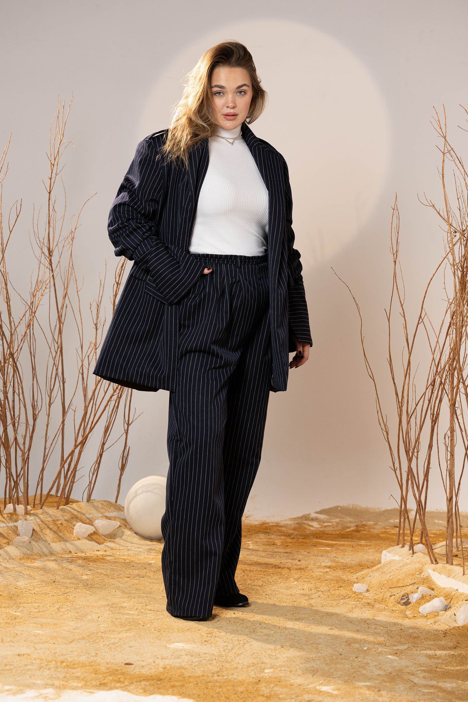 Power Wool Striped Blazer Set