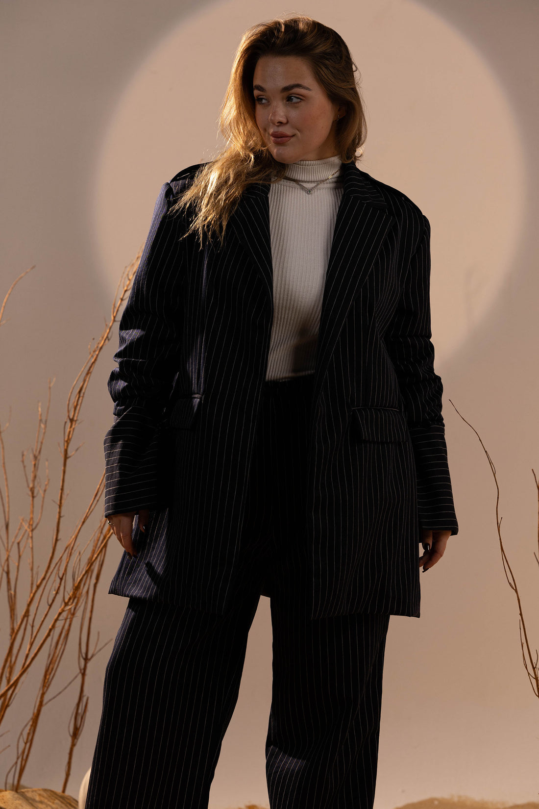 Power Wool Striped Blazer Set