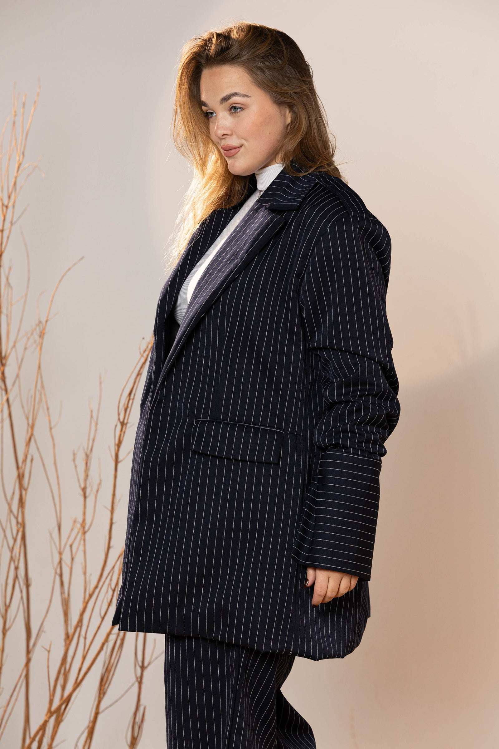 Power Wool Striped Blazer Set