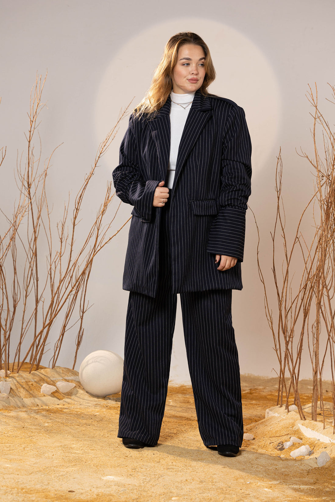 Power Wool Striped Blazer Set