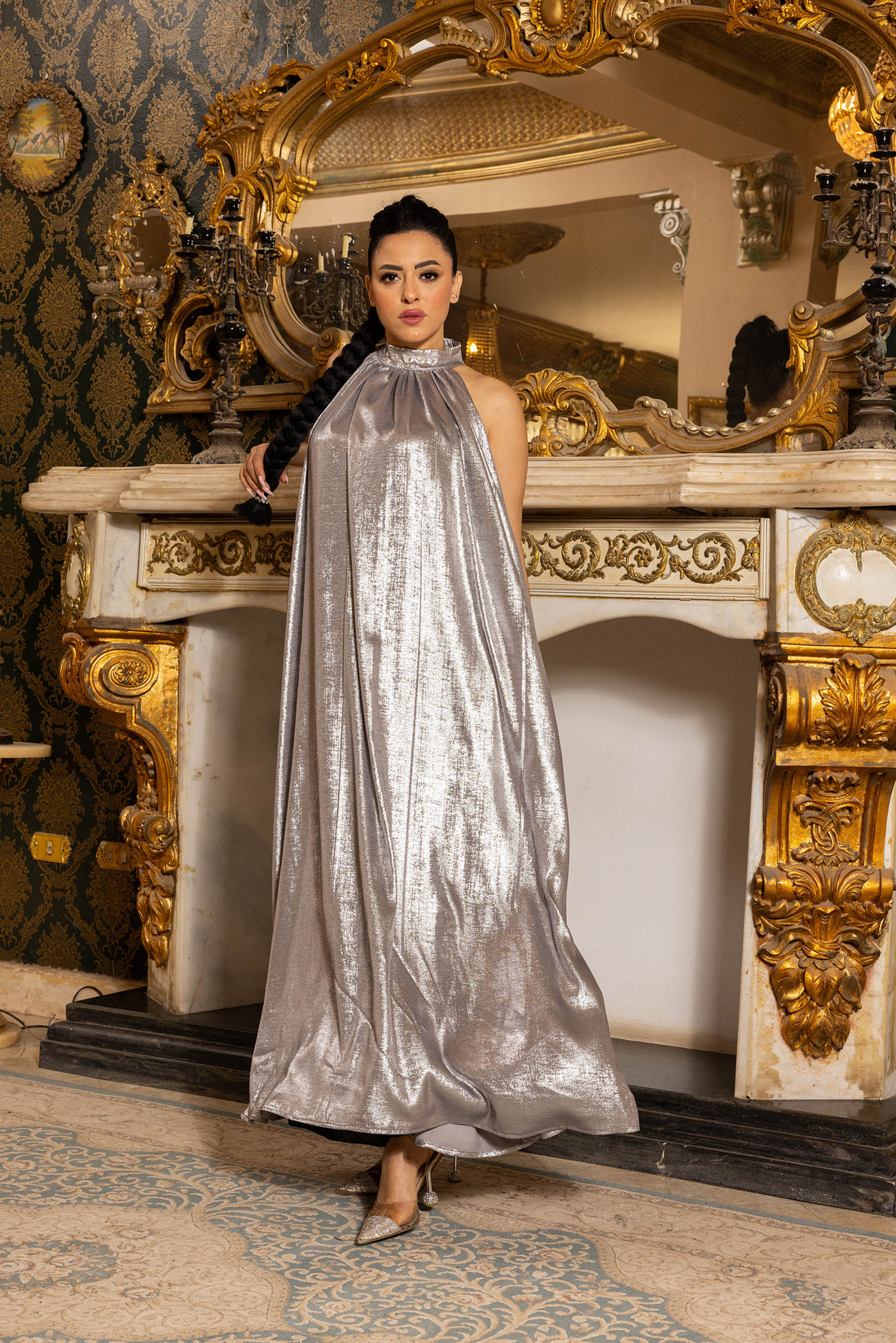 Radiance Silver Halter Gown