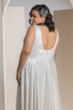Radiant V-Neck Midi Flare Dress - White