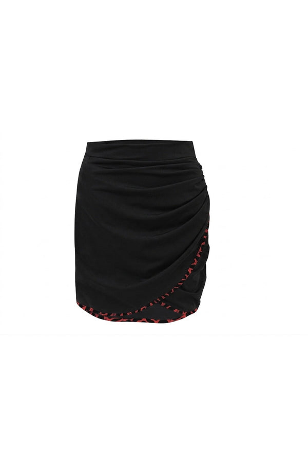 Red Leo Ruched Skirt