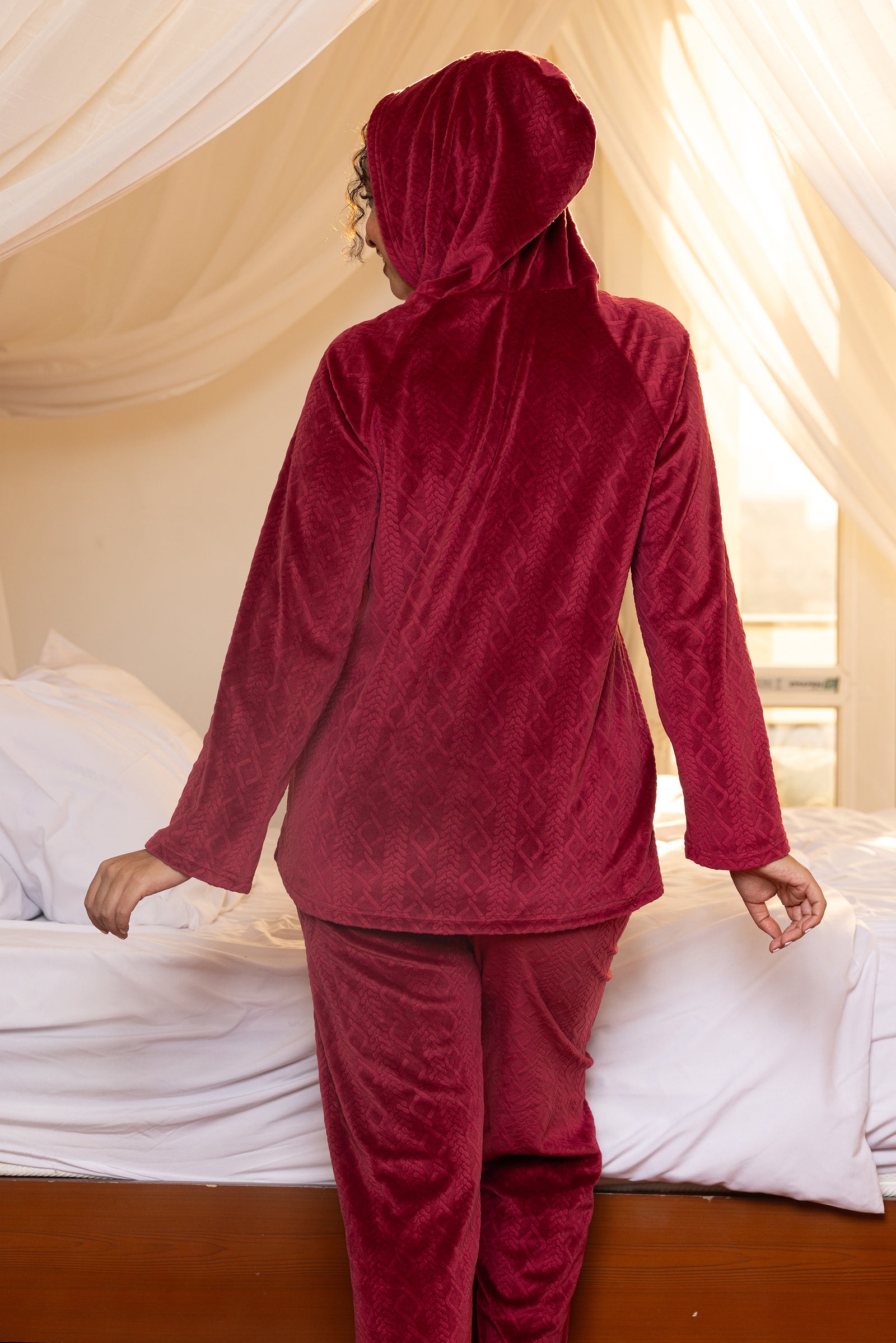 Red Velvet Hooded Set