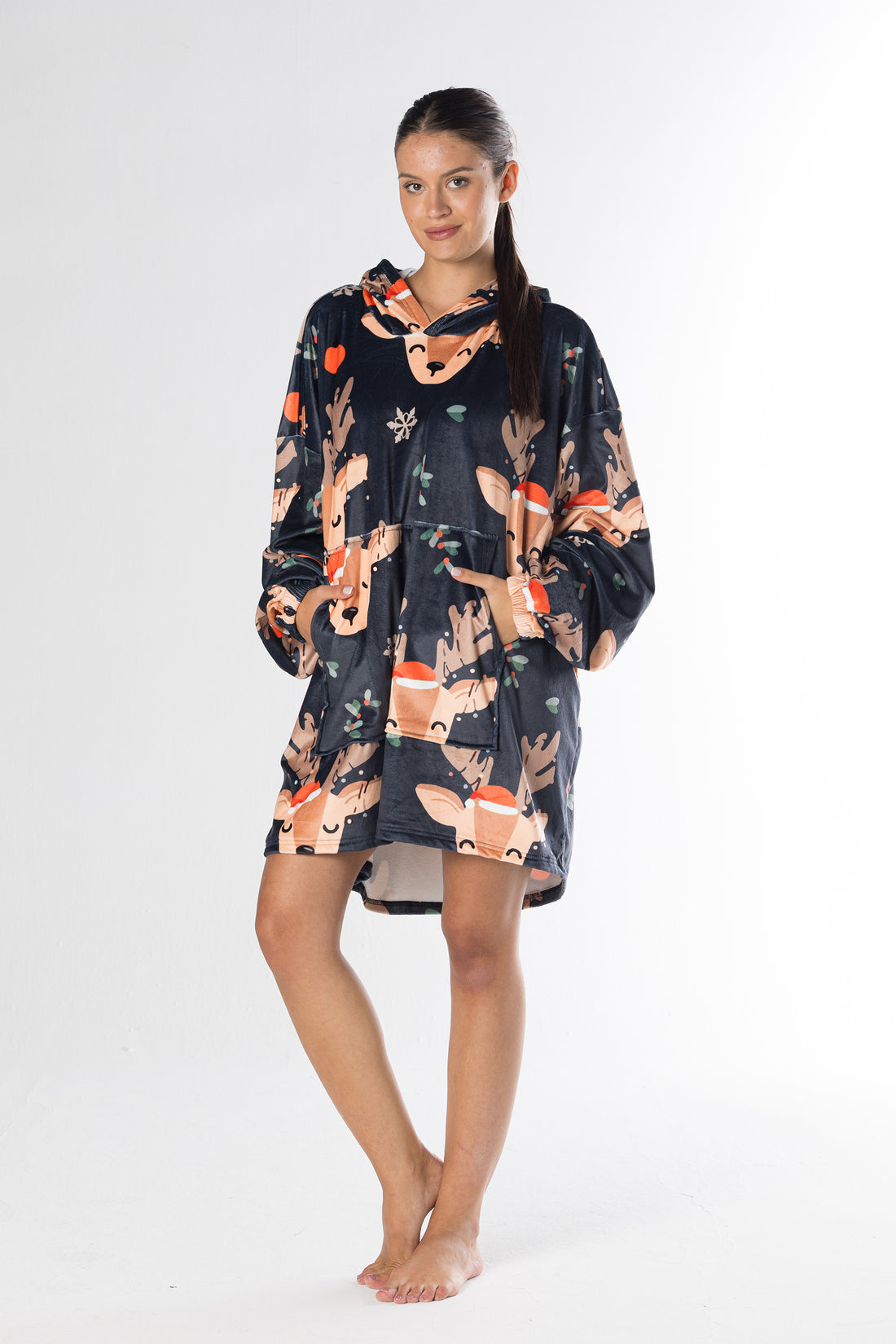 Reindeer Dreams Hoodie Blanket