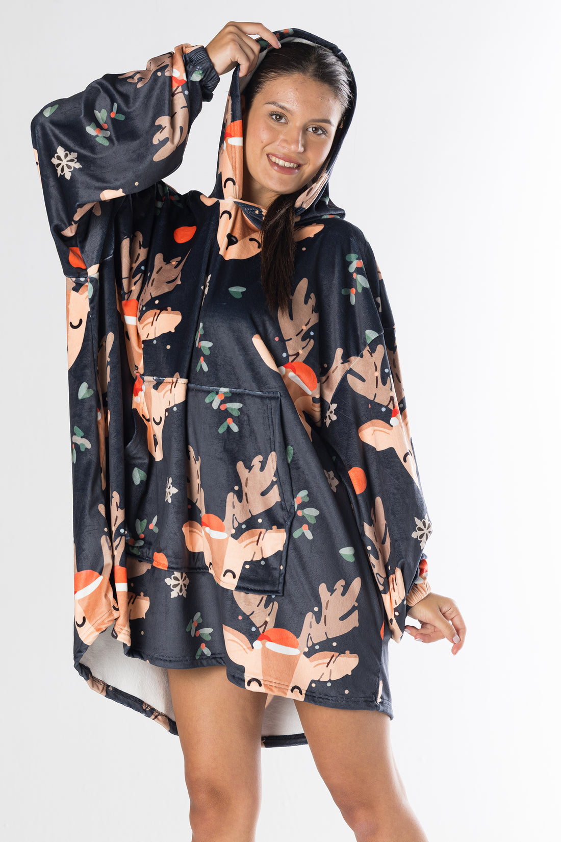 Reindeer Dreams Hoodie Blanket