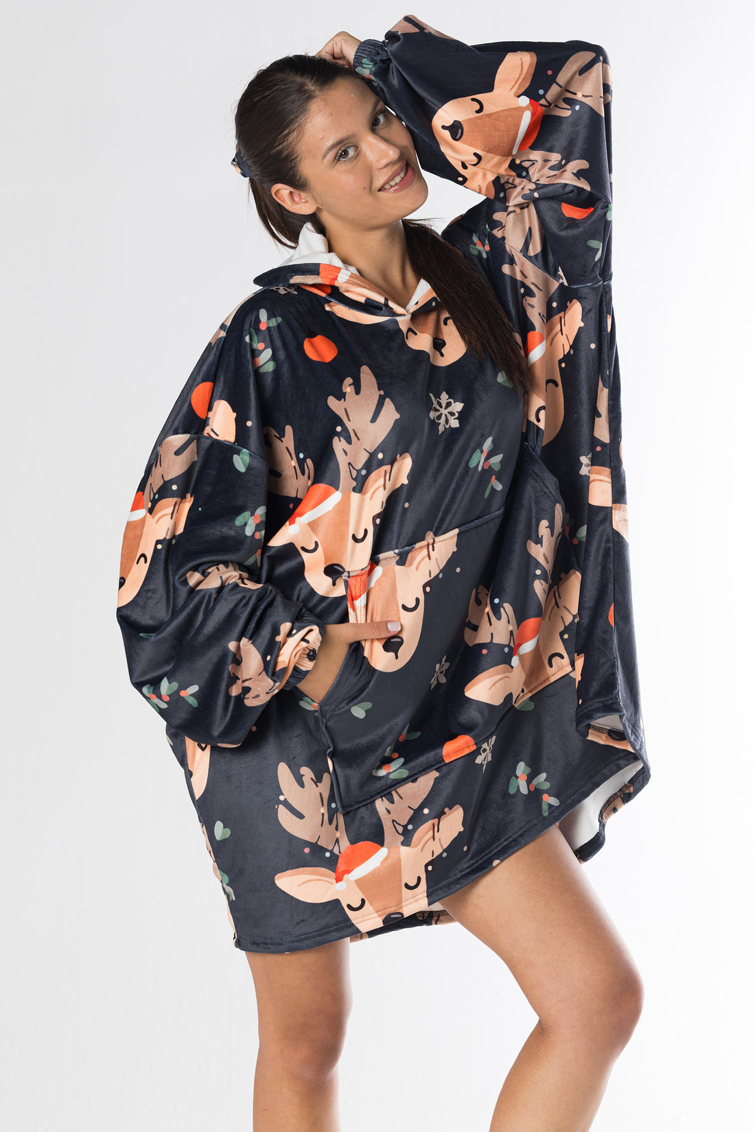 Reindeer Dreams Hoodie Blanket