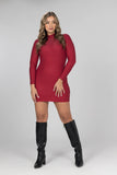 Rhinestone Mini Red Dress - Red