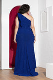 Royal Blue One-Shoulder Stretch Soirée Dress