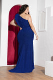 Royal Blue One-Shoulder Stretch Soirée Dress