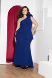 Royal Blue One-Shoulder Stretch Soirée Dress