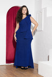 Royal Blue One-Shoulder Stretch Soirée Dress