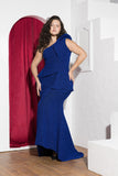 Royal Blue One-Shoulder Stretch Soirée Dress