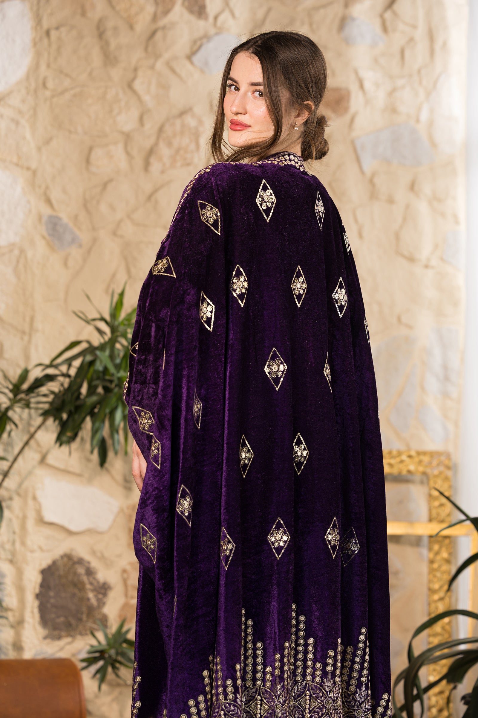 Royal Heritage Embroidered Velvet Abaya