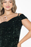 Ruby Velvet Enchantment Midi Dress - Emerald Green