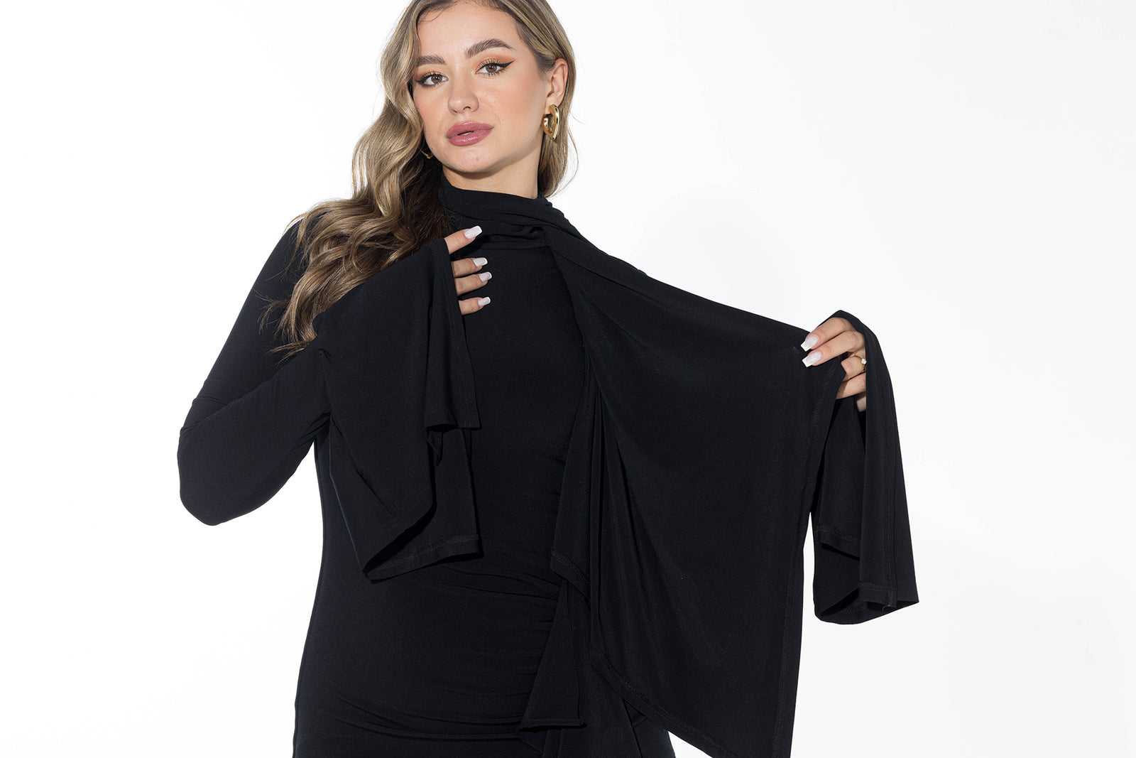 Ruffled Full stretch Dress - Black