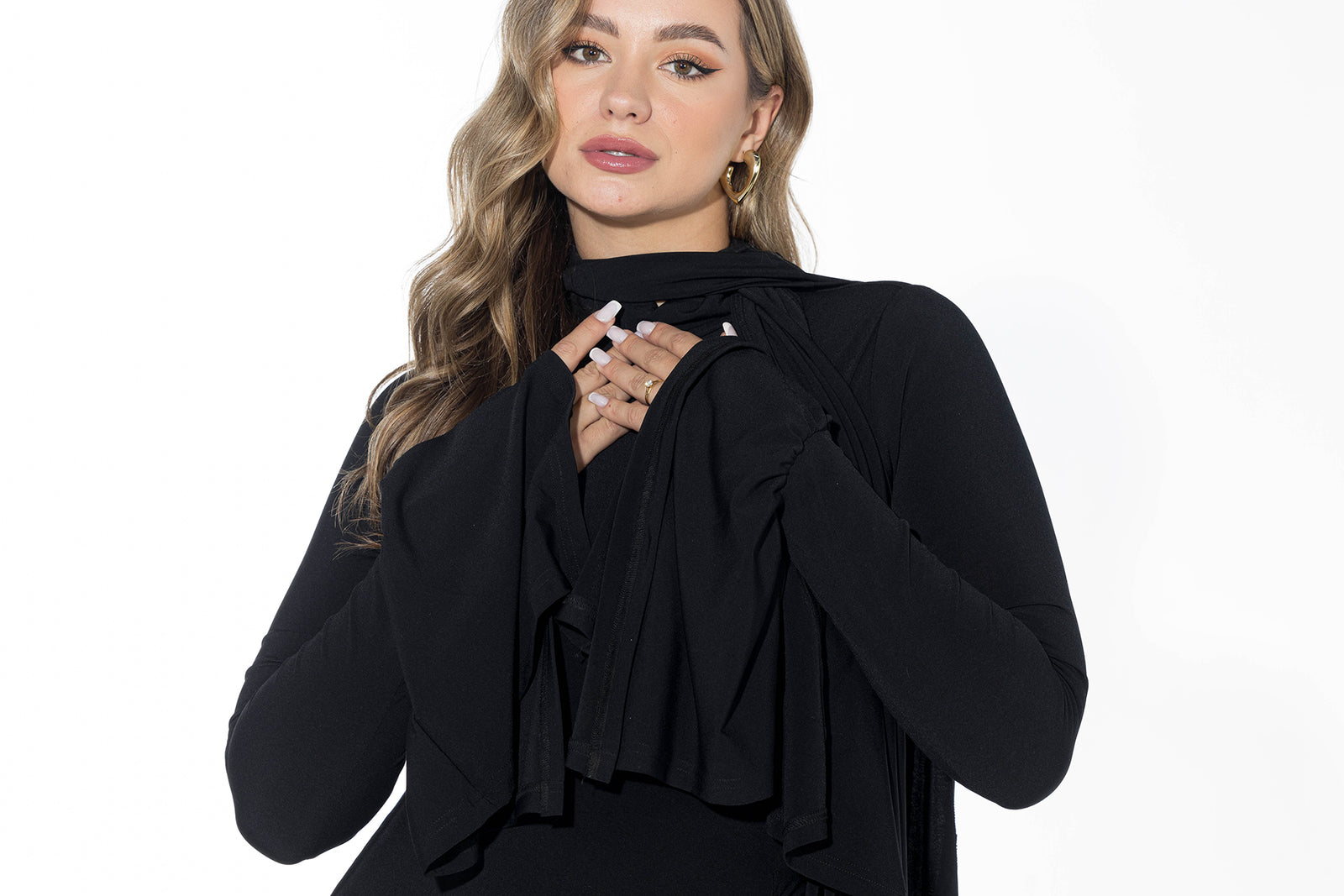 Ruffled Full stretch Dress - Black
