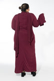 Ruffled Full-Stretch Dress - Maroon