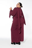 Ruffled Full-Stretch Dress - Maroon