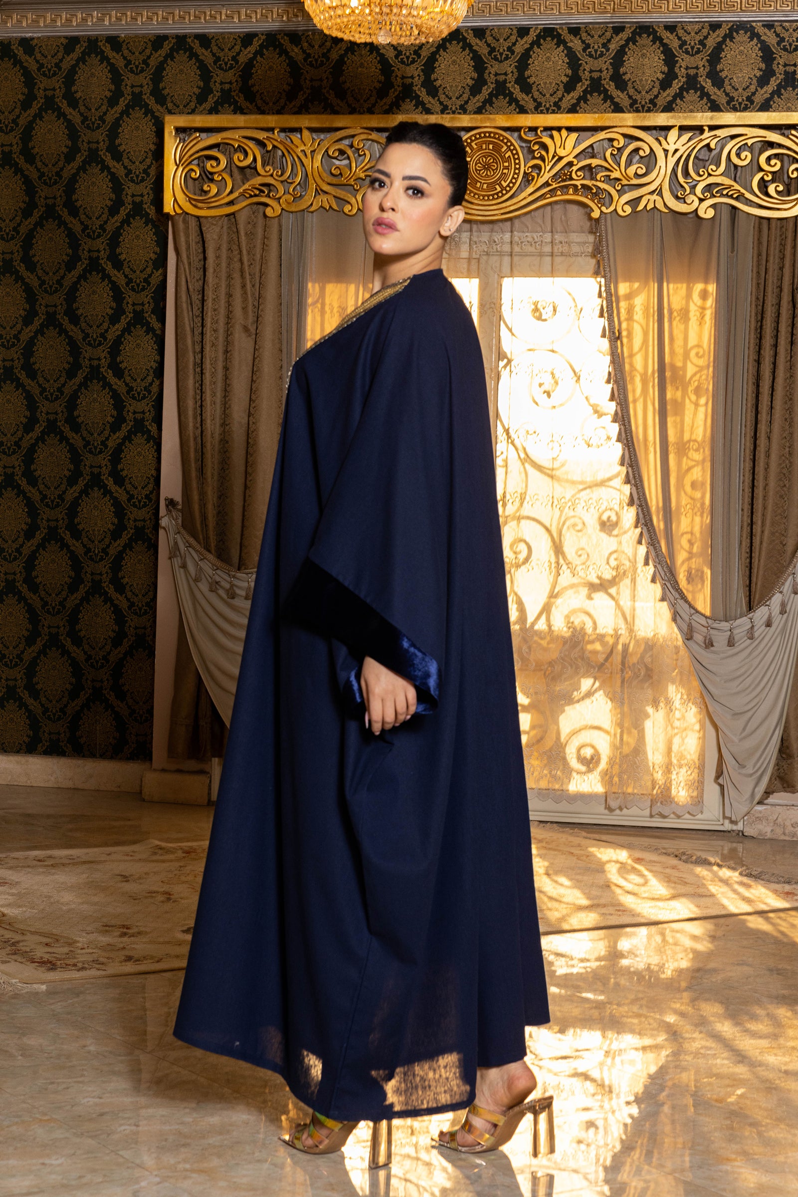 Sapphire Linen Abaya Dress