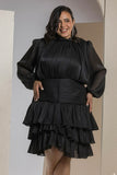 Shimmer Pleated Tier Mini Dress - Black