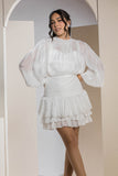 Shimmer Pleated Tier Mini Dress - White
