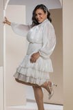 Shimmer Pleated Tier - White