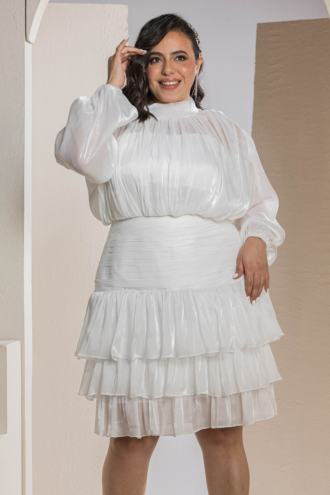 Shimmer Pleated Tier - White