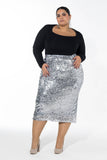 Silver Midi Radiance Skirt - Silver