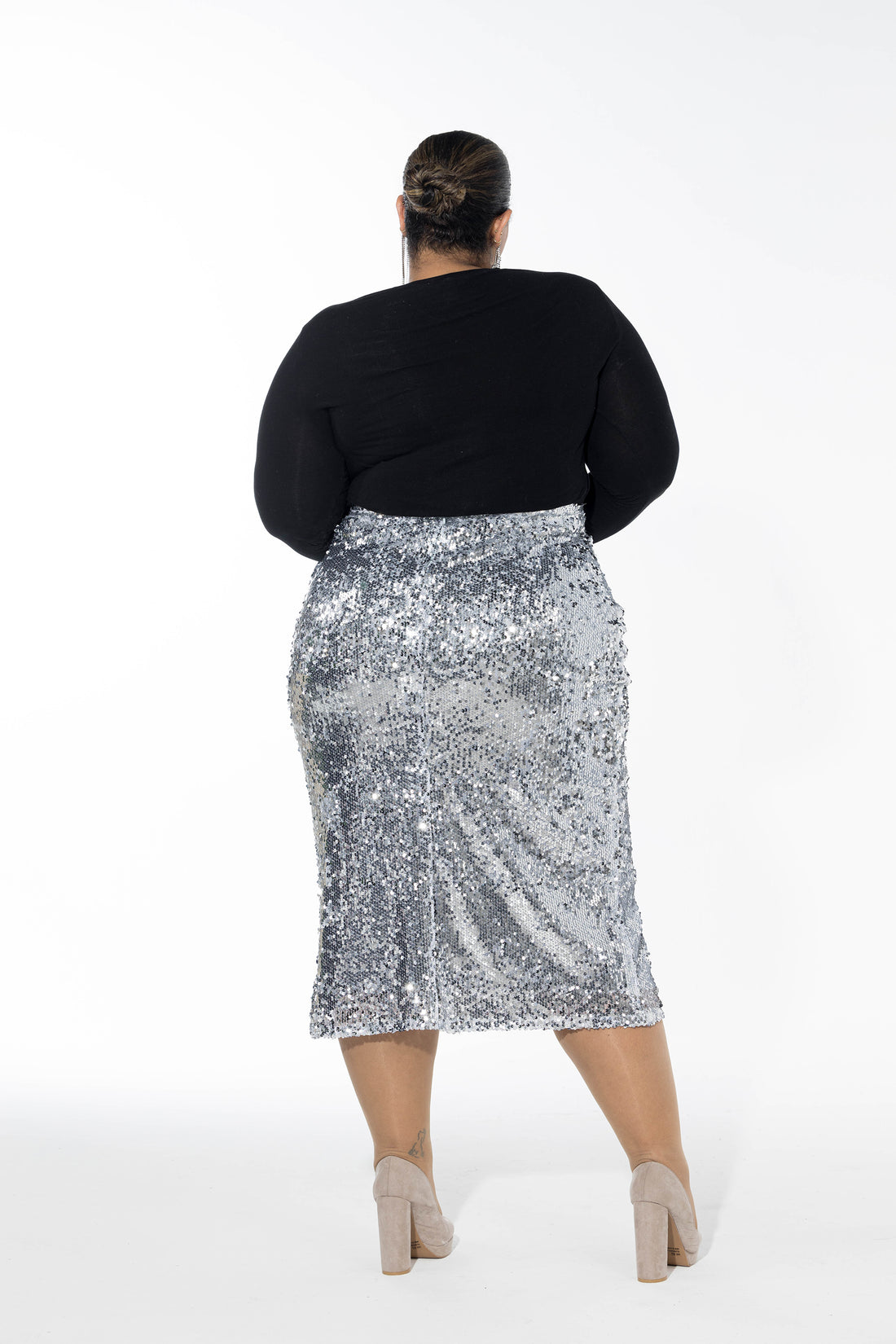 Silver Midi Radiance Skirt - Silver