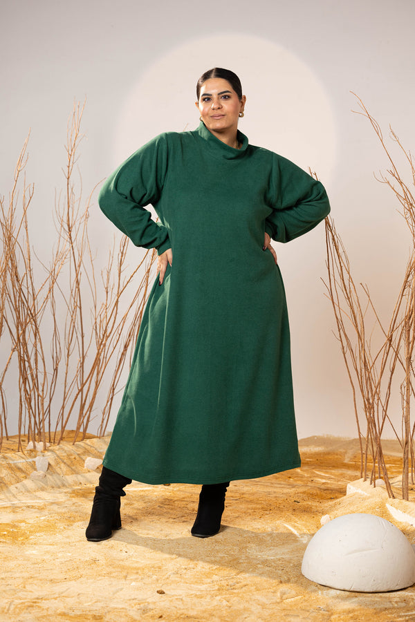 Soft Forest Wool Maxi Dress