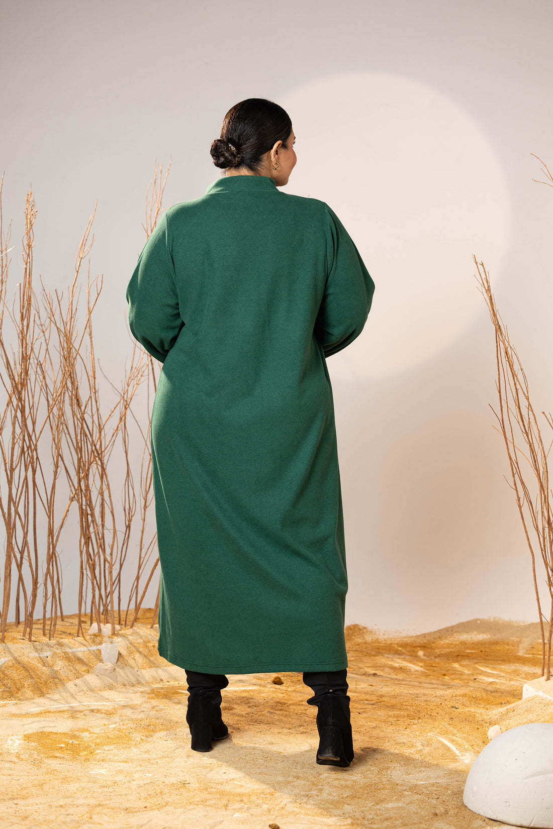 Soft Forest Wool Maxi Dress