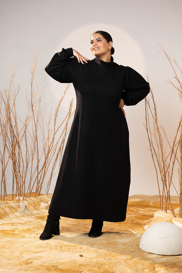 Soft Midnight Wool Maxi Dress