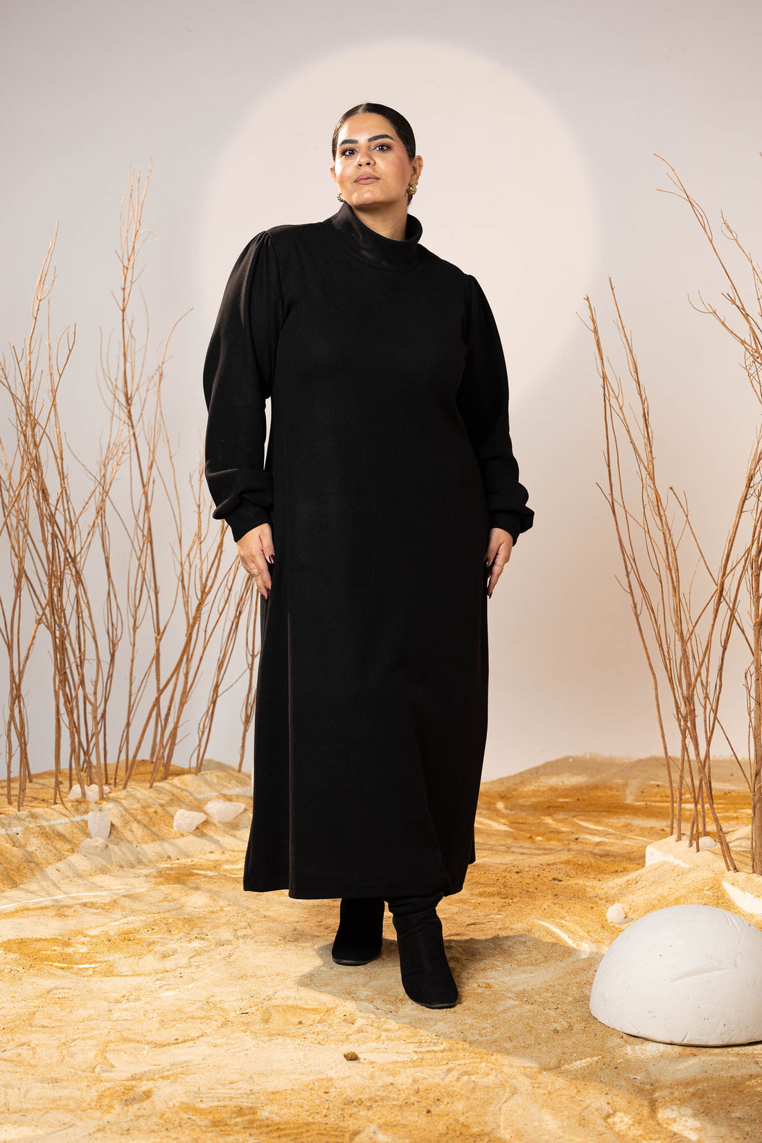 Soft Midnight Wool Maxi Dress