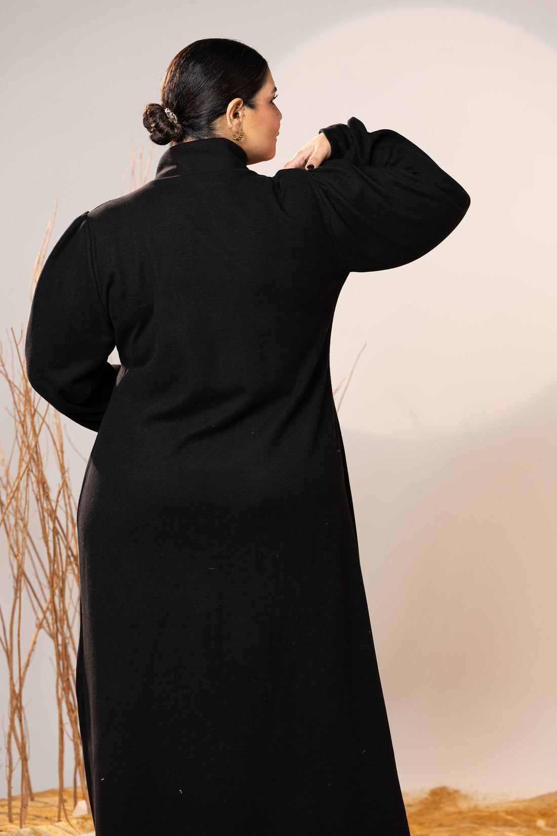Soft Midnight Wool Maxi Dress